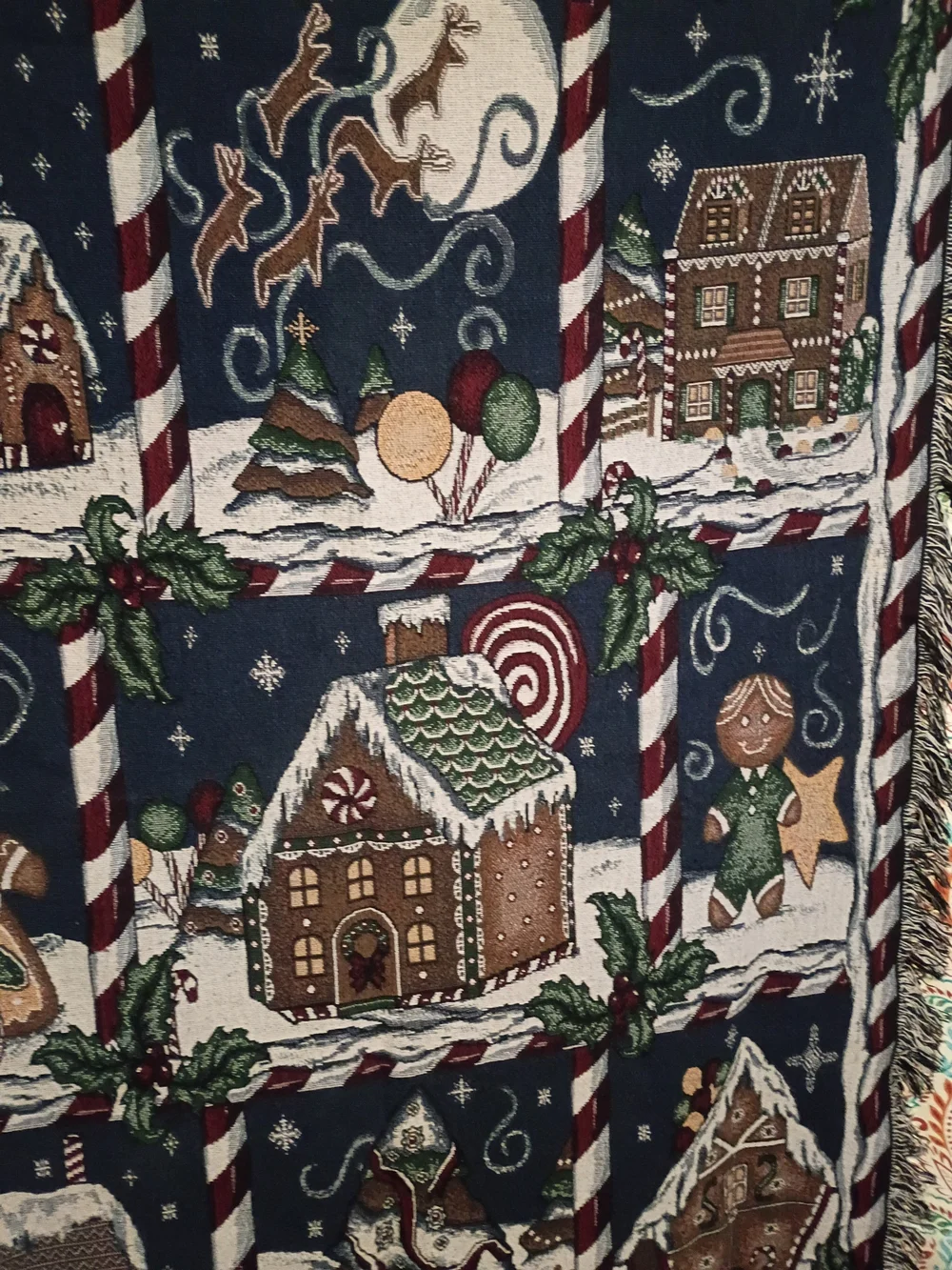 Holiday Gingerbread Patchwork Throw Blanket - Navy